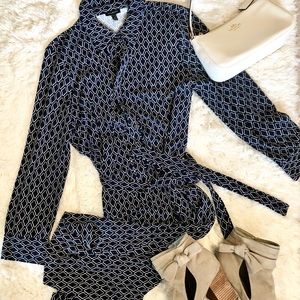 Talbot’s Navy Tie Waist Knit Shirt Dress!